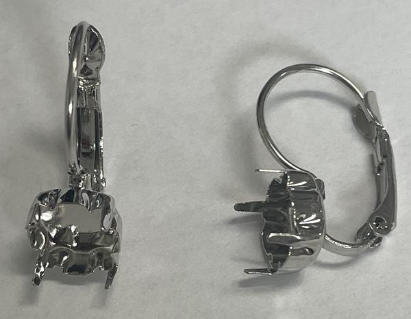 Empty Leverback Earrings for Dreamtime Crystal 1028 or 1088 ss39 Imitation Rhodium