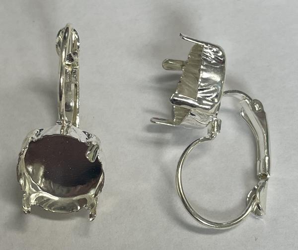 Leverback Empty Earring for Dreamtime Crystal 1122 Shiny Silver
