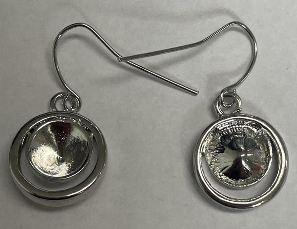 Rivoli Chaton Earring Setting with Round Frame Imitation Rhodium SS39