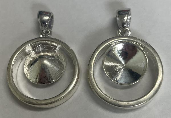 Empty Pendant for Dreamtime Crystal Rhinestones Silver 12mm