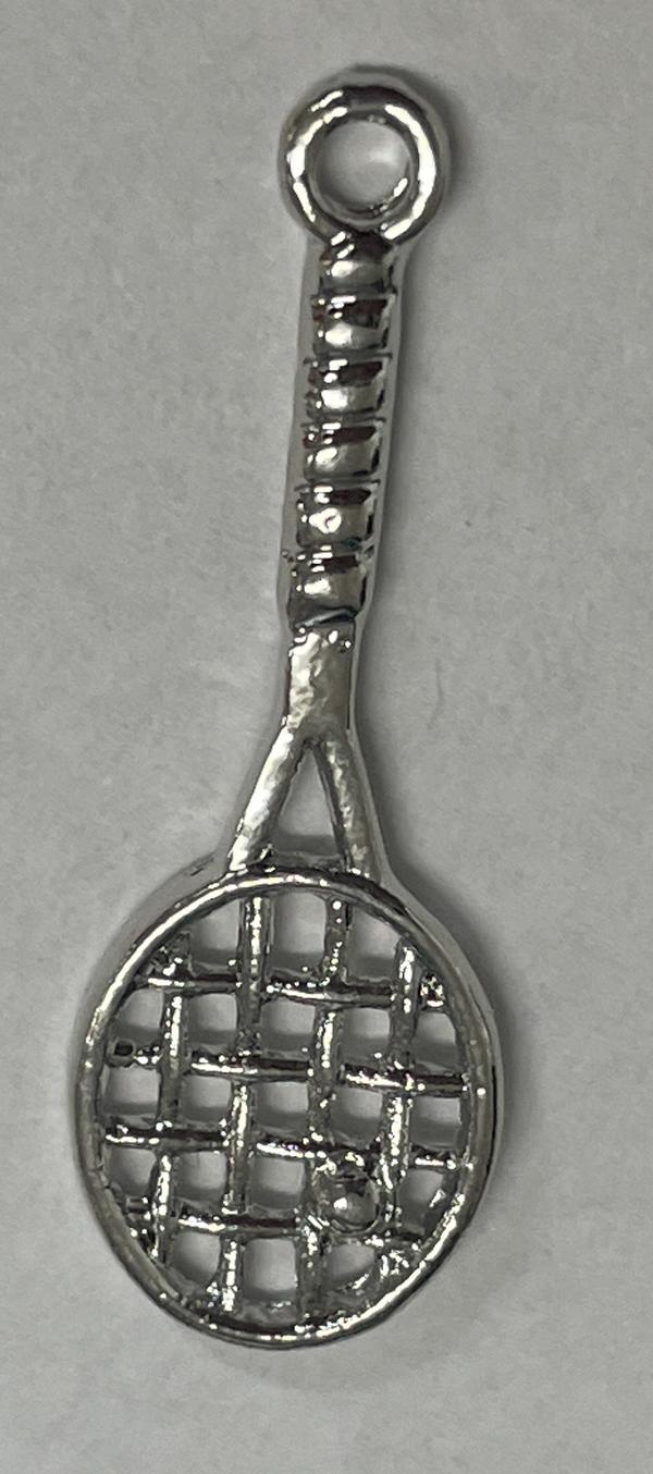 Tennis Racquet Antique Silver Charm