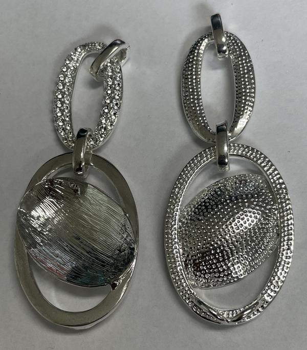 Empty Glue In Dangle Pendant/Charm Oval 30x20 Silver