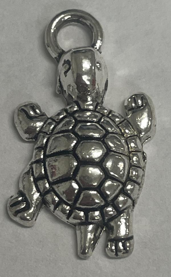 Turtle Charm, Base Metal Plated in Imitation Rhodium