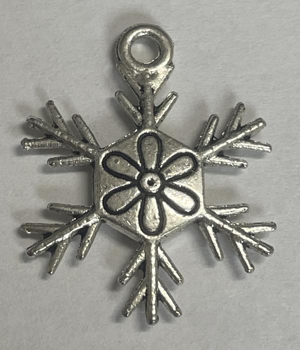 Snowflake Charm, Base Metal Plated in Imitation Rhodium