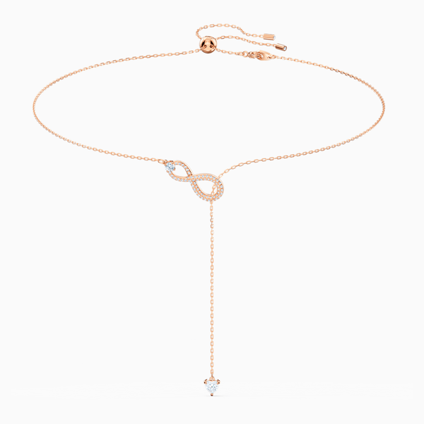 Swarovski Infinity Y Necklace, White, RoseGold Plated Dreamtime