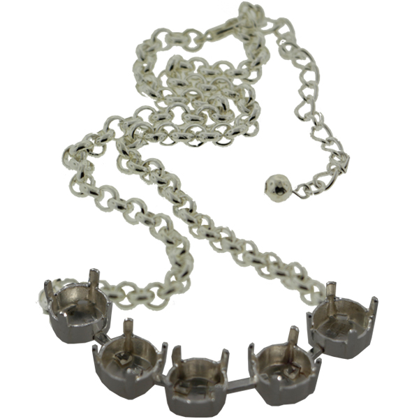 Premium Austrian Empty 5 Box Necklaces Smooth Rolo Chain 8.5mm 39ss  Silver