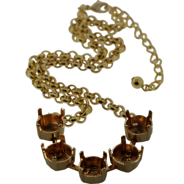 Premium Austrian Empty 5 Box Necklaces Smooth Rolo Chain 8.5mm 39ss Gold