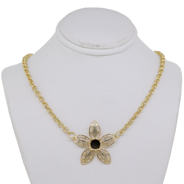 Flower Filigree Necklace with Empty 8.5mm (39ss) Center Setting Smooth