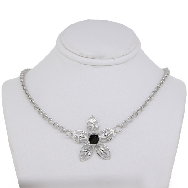 Flower Filigree Necklace with Empty 8.5mm (39ss) Center Setting Smooth