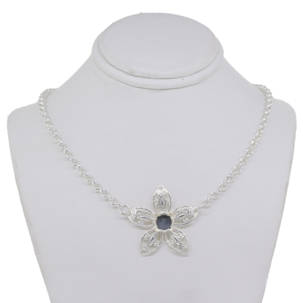 Flower Filigree Necklace with Empty 8.5mm (39ss) Center Setting Smooth
