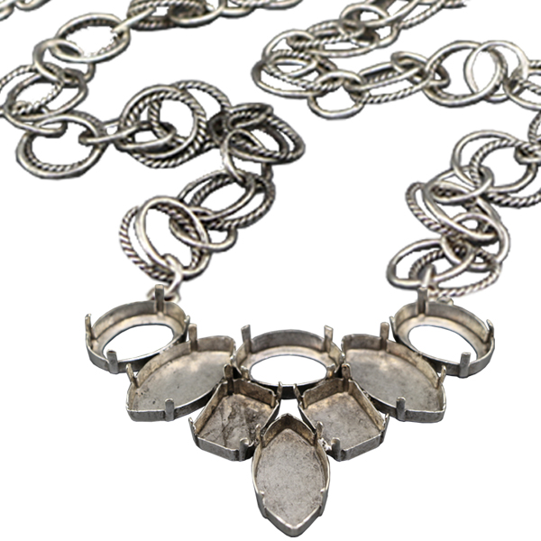 Empty Large Statement Necklace In Silver Ox Style 1