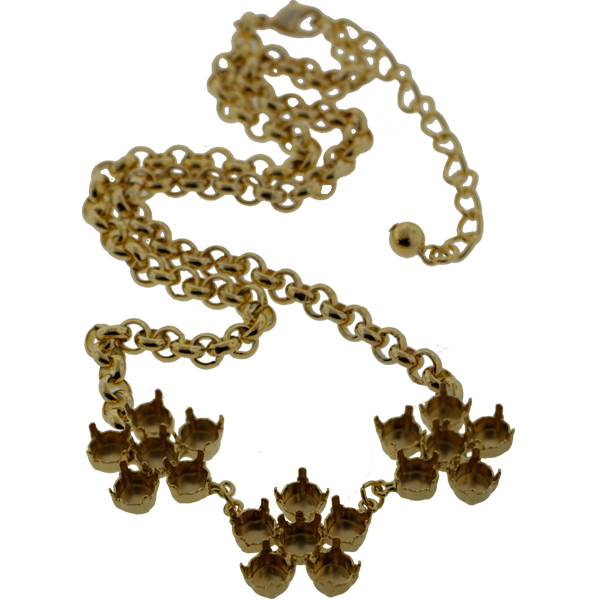 Empty 8.5mm (39ss) Three Flower Statement Necklaces