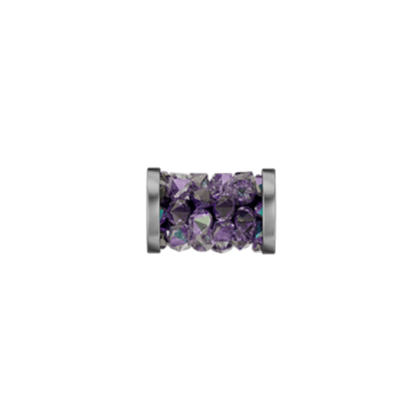 Swarovski 5950 Fine Rocks Tube with ending Light Amethyst Paradise Shine / Steel 8mm