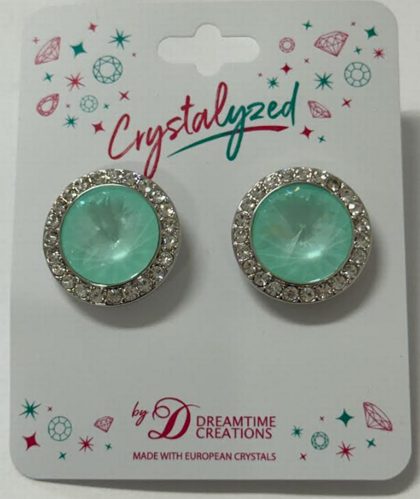 Crystalized with Dreamtime Crystal Stud Earrings for Dance Crystal Soft Mint Ignite/Crystal 19mm