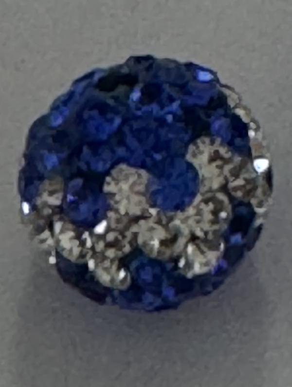 Round Pave Bead with 2.0mm hole, Alora Crystals Sapphire/Crystal 8 mm