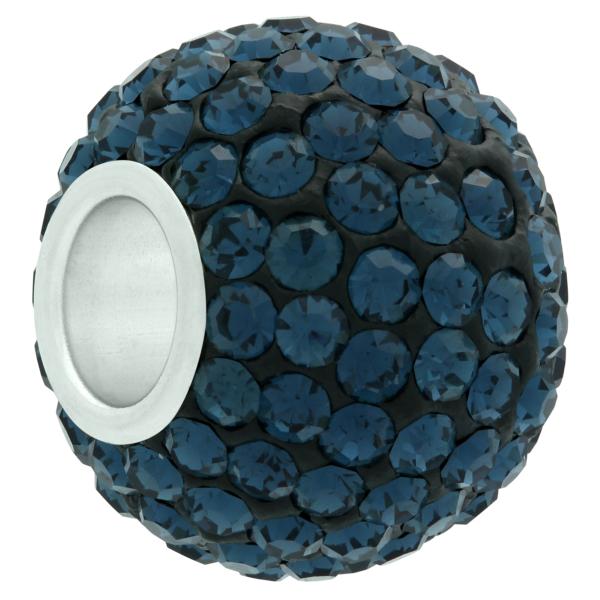 XL Large Hole Pave Bead with 12 mm wide Sterling Silver Core, Alora Crystals Montana 15 mm