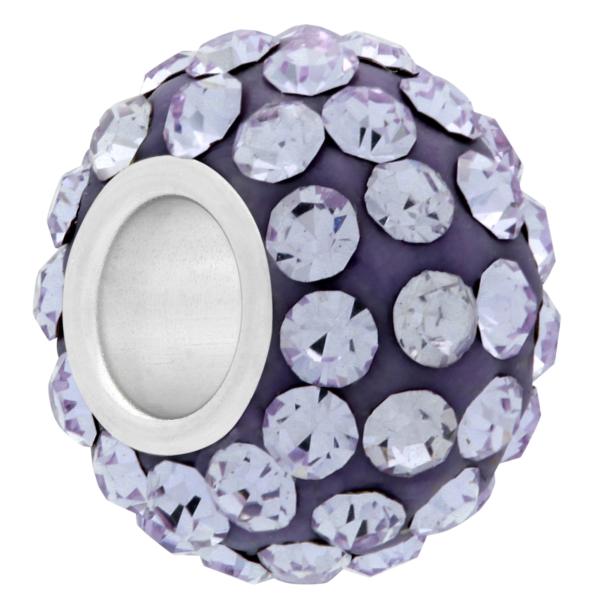 Small Large Hole Pave Bead with 6 mm wide Sterling Silver Core Violet 9 mm