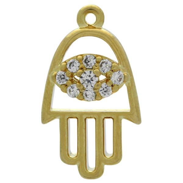 Gold Plated Pave Hansa Hand Charm 17x10mm
