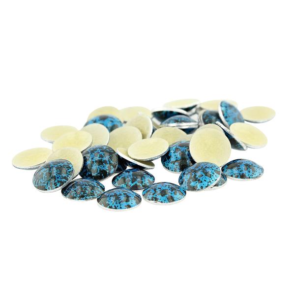 Iron On Domed Textured Metal Nailheads 6mm Turquoise/Navy (Pearl Studs)