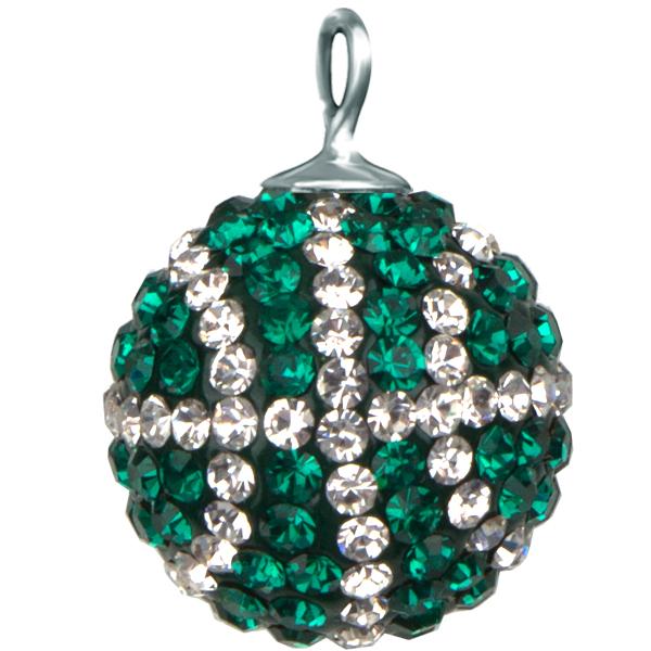 Large Basketball Pendant - Emerald/Crystal