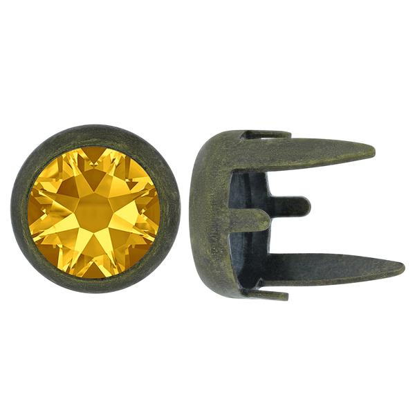 Dreamtime Crystal "Bling in the Ring" Pre-Set Rhinestones ss34 Light Topaz/Antique Brass