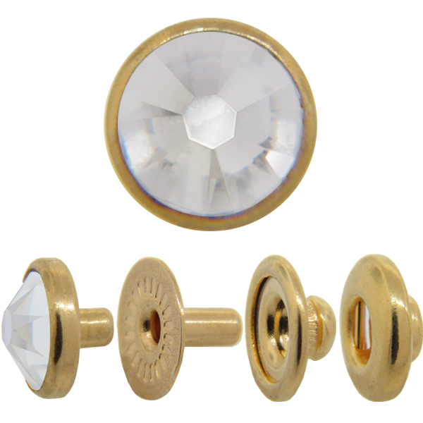 Swarovski 1783/300 4-Part Snaps Crystal/Gold 7mm