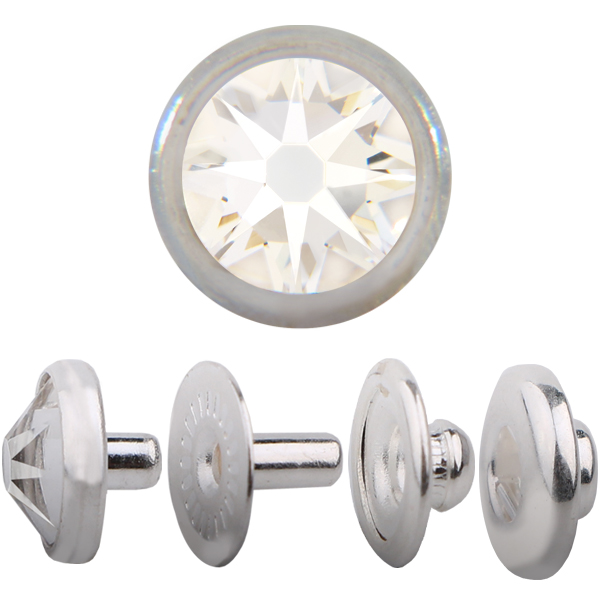 Swarovski 1783/300 4-Part Snaps Crystal/Silver 7mm