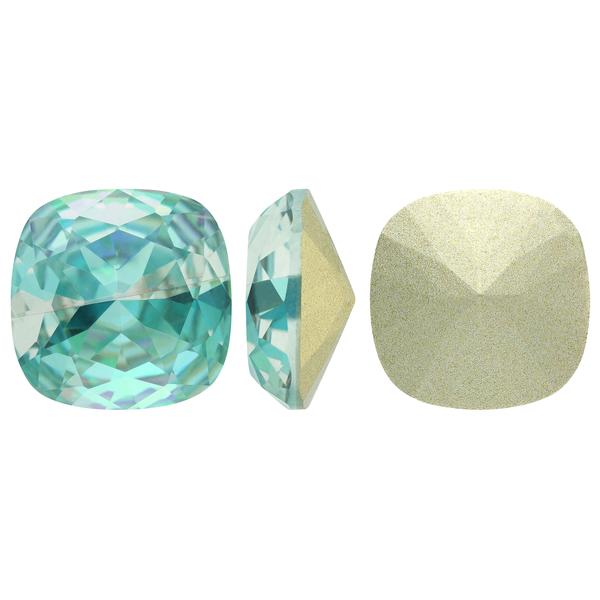 Bling! 4470 Crystal Square Cushion Faceted Fancy Stone, Aquamarine Luminesse 12mm