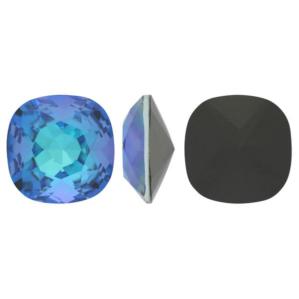 Spark 4470 Crystal Square Cushion Faceted Fancy Stone, Olivine Delight 12mm