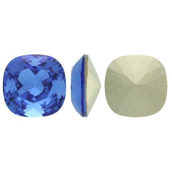 Bling! 4470 Crystal Square Cushion Faceted Fancy Stone, Sapphire 12mm