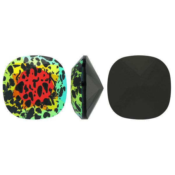 Bling! Crystal Square Cushion Faceted Fancy Stone, Siam White Crackle 12mm