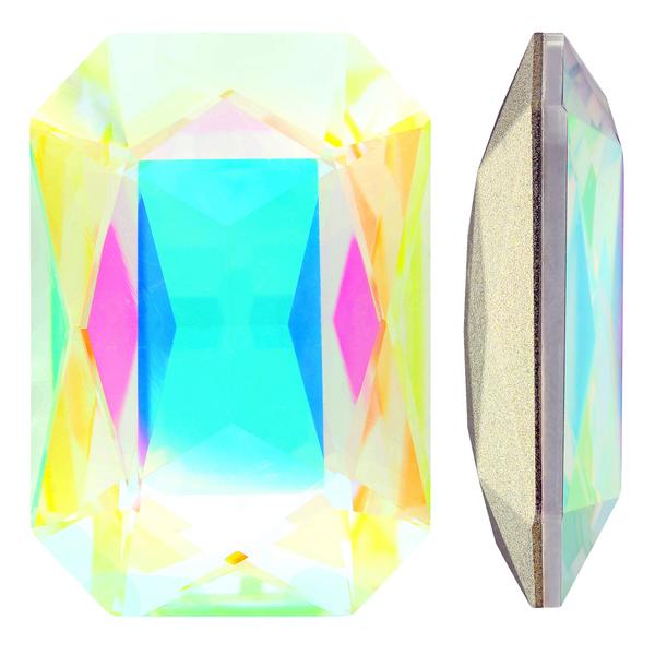 Bling! Crystal Large Emerald Cut Faceted Fancy Stone, Crystal AB 27x18mm
