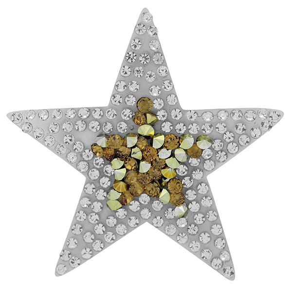 Rhinestone Iron On Applique Patch Crystal/Topaz 2"