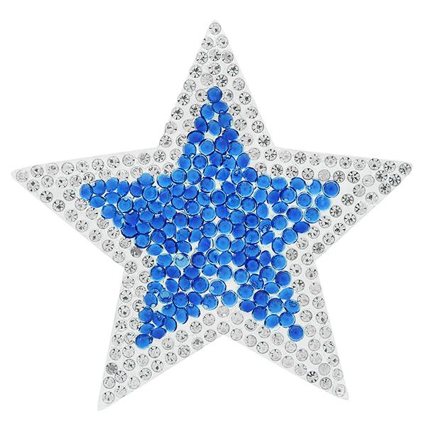 Rhinestone Iron On Applique Patch Sapphire 3"