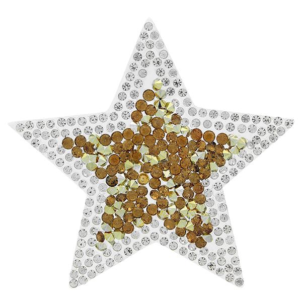 Rhinestone Iron On Applique Patch Crystal/Topaz 3"