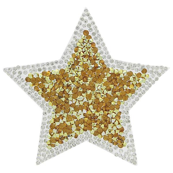 Rhinestone Iron On Applique Patch Crystal/Topaz 3 1/2"