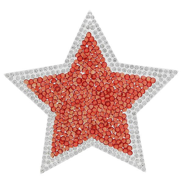 Rhinestone Iron On Applique Patch Crystal/Lt. Siam 3 1/2"