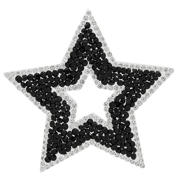 Rhinestone Iron On Applique Star Cut Out Patch Jet 3"