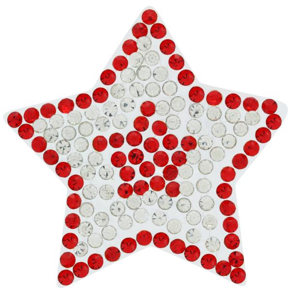 Rhinestone Iron On Applique Patch Crystal/Lt. Siam 1 1/2"