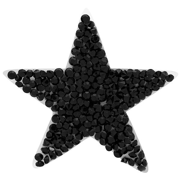 Rhinestone Rock Iron On Applique Patch Jet 2 1/2"