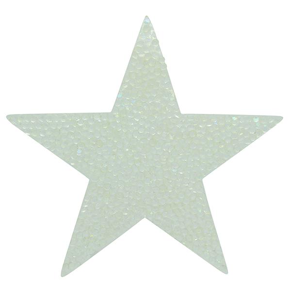 Rhinestone Rock Iron On Applique Patch Crystal AB 4"