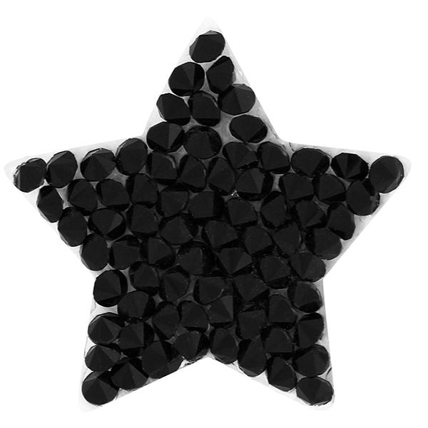 Rhinestone Rock Iron On Applique Patch Jet 1"