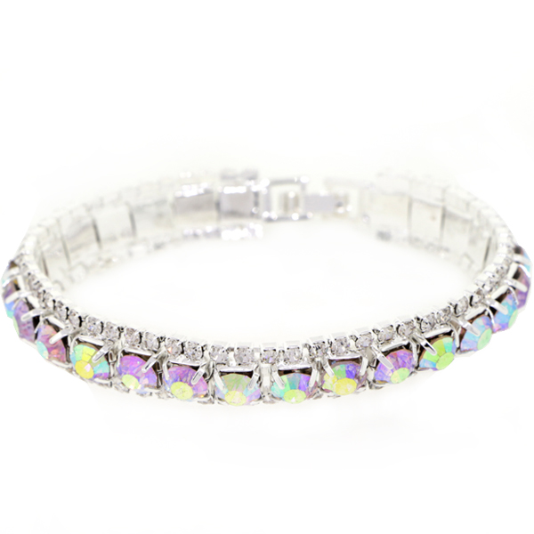 Large Accent Tennis Bracelet, Crystal AB/Silver