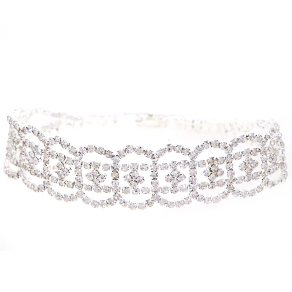 Oval Accent Tennis Bracelet, Crystal/Silver
