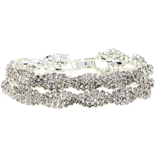 Double Braid Tennis Bracelet, Crystal/Silver