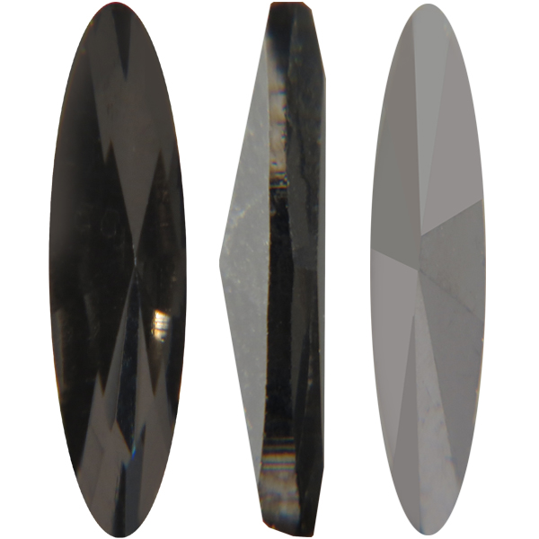 Spark Crystal Navette Faceted Stone, Black Diamond 11x3mm