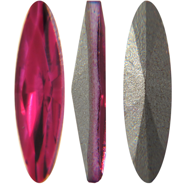 Spark Crystal Navette Faceted Stone, Fuchsia 11x3mm