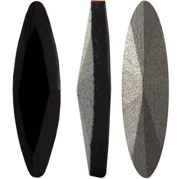 Spark Crystal Navette Faceted Stone, Jet 11x3mm