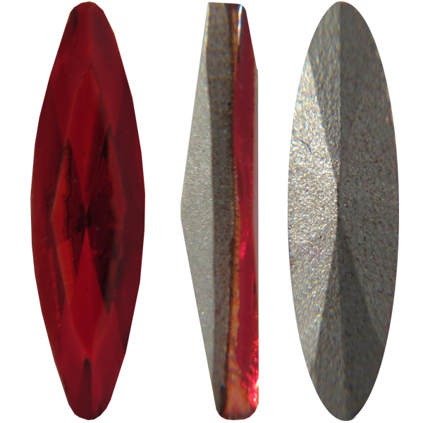 Spark Crystal Navette Faceted Stone, Siam 11x3mm