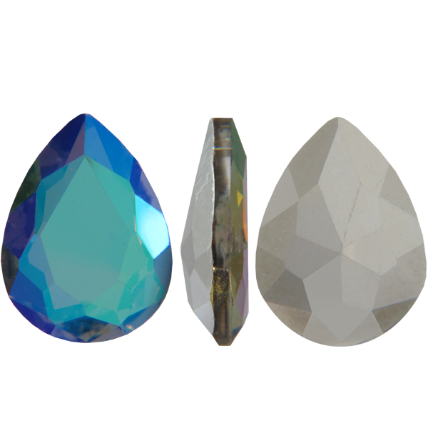 Spark Crystal Pear Shape Faceted Fancy Stone, Iridescent Blue 14X10mm